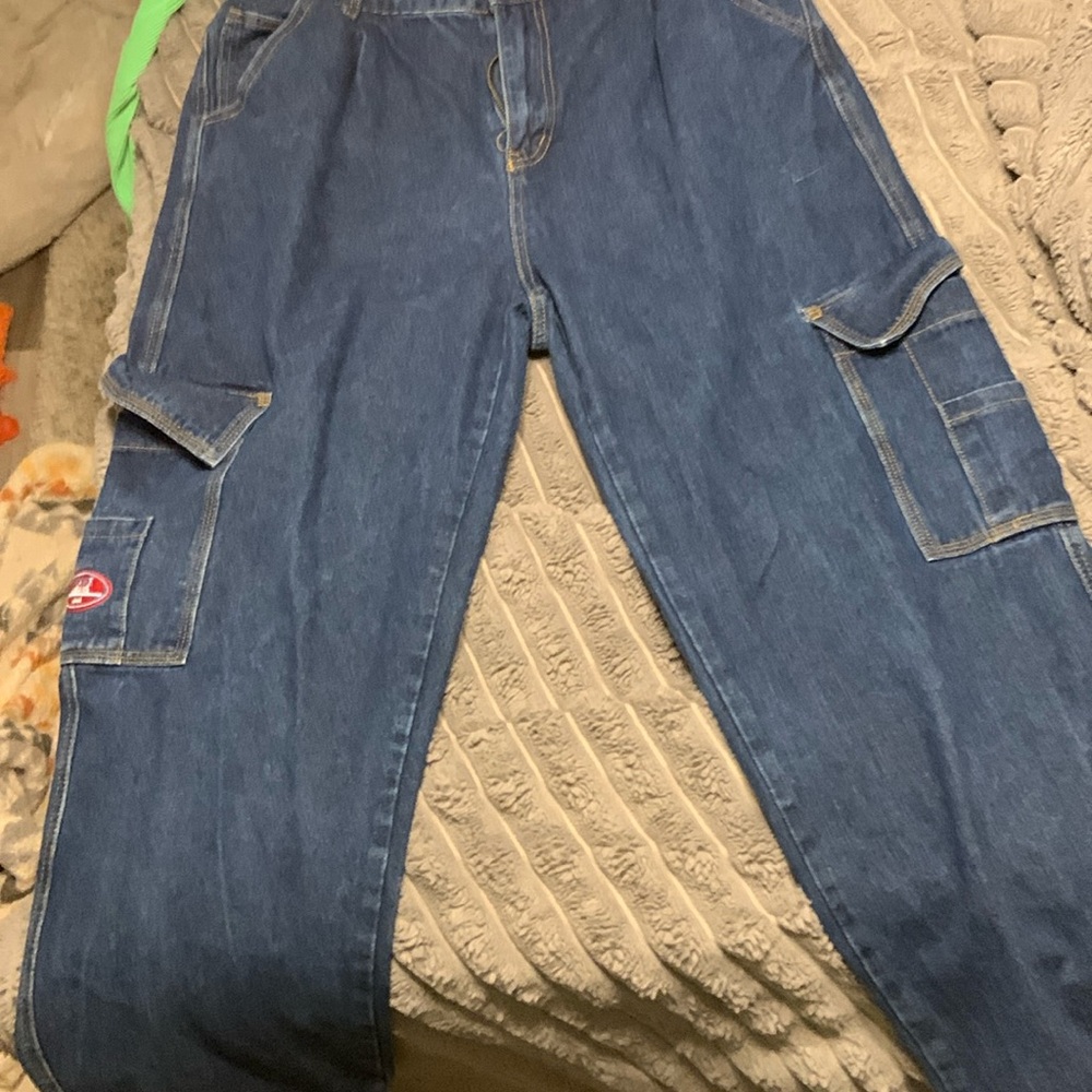 Denim jeans baggy with side pockets